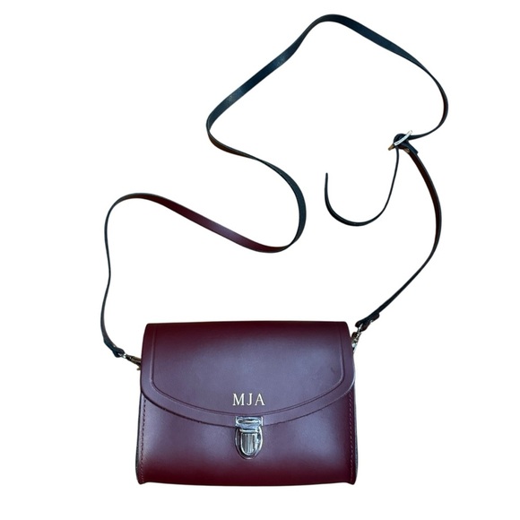 Cambridge Satchel|Women’s The Pushlock Leather Crossbody Bag Monogrammed( MJA) - Picture 4 of 13